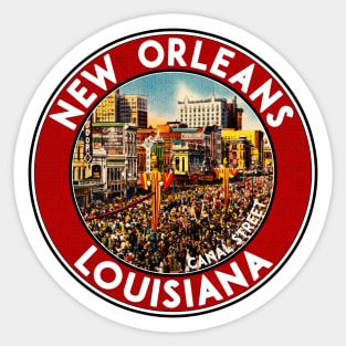 New Orleans Louisiana Mardi Gras Canal Street Vintage Travel Sticker